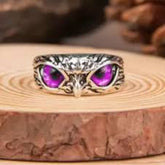 Oxidised Purple Owl Ring